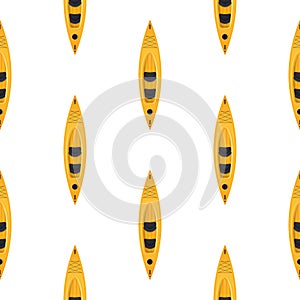 Seamless pattern with yellow kayaks. Suitable for postcards, backgrounds, books and posters. Vector illustration.