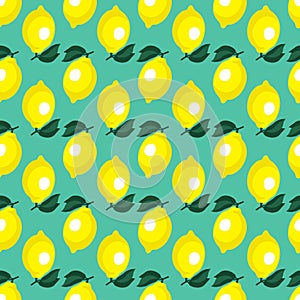 Seamless pattern with yellow lemons. Vector illustration