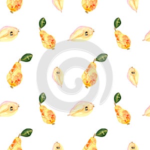 Seamless pattern with yellow pear