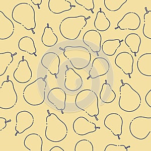 Seamless pattern with yellow pear. Fruit background. Vector print for fabric and wallpaper. Cartoon flat design