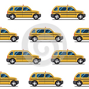 Seamless pattern of yellow taxis