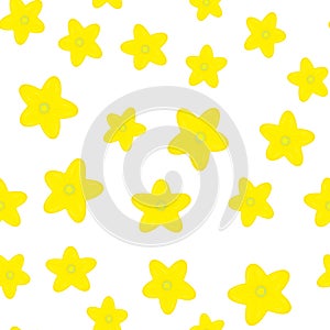 Seamless pattern with yellowe flowers isolated on white background. Vector illustration for any design.