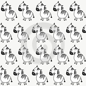 Seamless pattern with zebras. Decorative cute background, funny animals