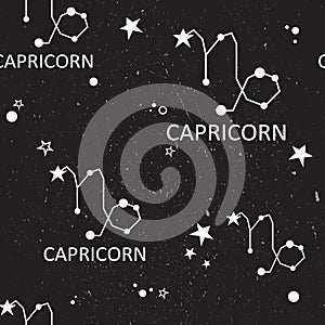 Seamless pattern with zodiac signs, capricorn