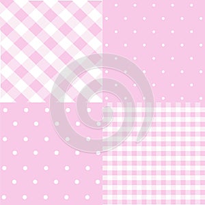 Seamless patterns for baby girl shower party