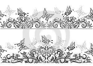 Seamless Patterns with Black Butterflies