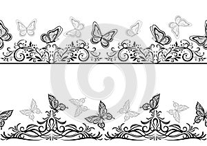 Seamless Patterns with Black Butterflies