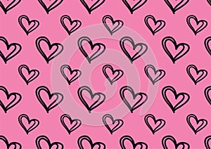 Seamless patterns with black hearts, Love background, heart shape vector, valentines day, texture, cloth, wedding
