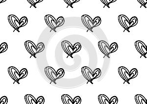 Seamless patterns with black hearts, Love background, heart shape vector, valentines day, texture, cloth, wedding wallpaper, paper