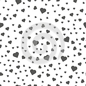 Seamless patterns with black hearts. Seamless background with hearts. Valentine s Day. Gift wrap, print, cloth, cute background