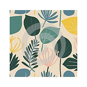 Abstract bright green leaf seamless pattern vector Exotic plant.