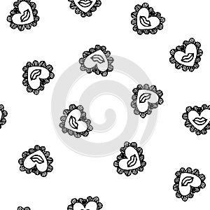 Seamless Patterns with hearts with lips on a white background photo