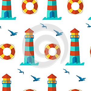 Seamless patterns nautical elements vector