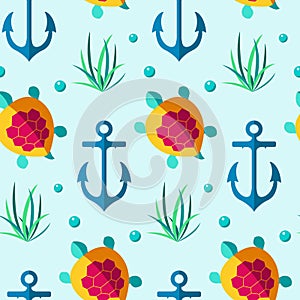 Seamless patterns nautical elements vector