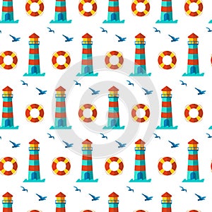 Seamless patterns nautical elements vector