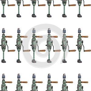 Seamless patterns. Old rusty green hand dril