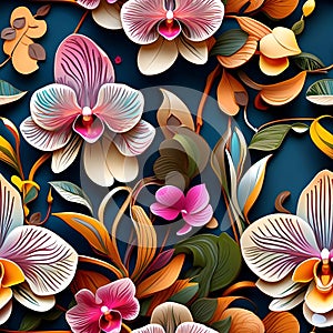 Seamless Patterns orchid flower.