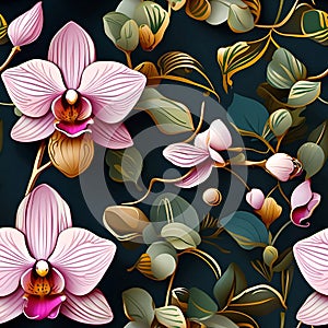 Seamless Patterns orchid flower.