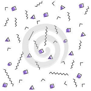 Seamless patterns in purple colors with geometric elements. Pattern hipster style