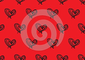 Seamless patterns with red hearts, Love background, heart shape vector, valentines day, texture, cloth, wedding wallpaper