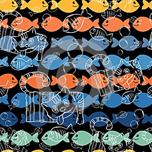 Seamless patterns .A series of strange animals.