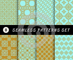 Seamless patterns set. Geometric textures