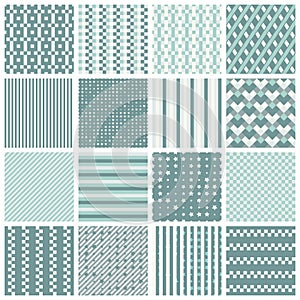 Seamless patterns with stripes, stars, bricks