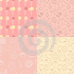 Seamless patterns with sweets