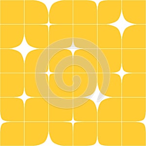 Seamless Patterns with White Star Shapes on Yellow Background. Abstract Modearn Y2k Texture