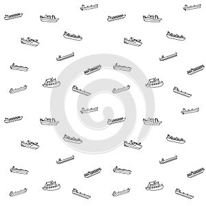 Seamless patternt of large cargo and tanker ships. Seamless background of modern container sea vessel and tankers