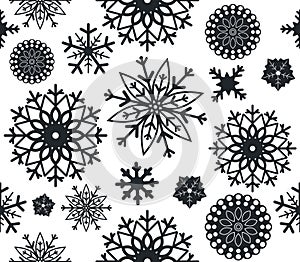 Seamless patttern with stylish snowflakes