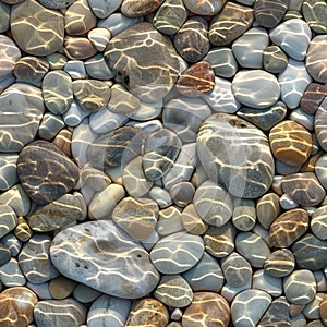 Seamless Pebble and Water Reflection Texture