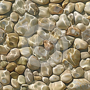Seamless Pebble and Water Reflection Texture
