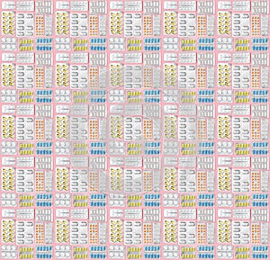 Seamless pharmaceutical pattern from medicaments.