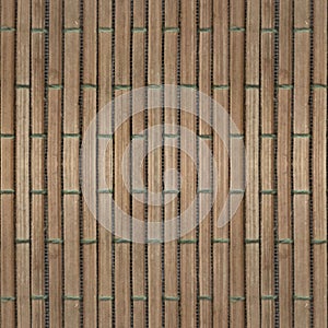 Seamless photo texture of brownn straw mat with green cord