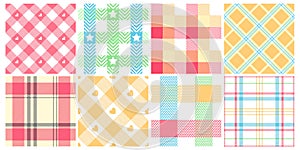 Seamless picnic check pattern. Pastel blanket, comfy plaid for easter spring weekends and geometric intertwined grid