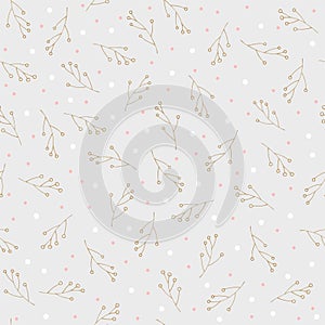 Seamless pine twig pattern with light background