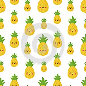 Seamless pineapple pattern, cute pineapple doodle pattern for textile fabric or wallpaper backgrounds