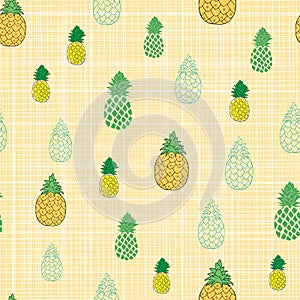 Seamless pineapple pattern illustration on stripes