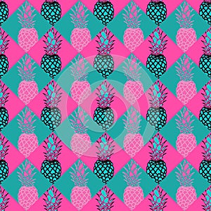 Seamless Pineapple Pattern In Pink