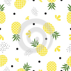 Seamless pineapple pattern vector illustration on white background