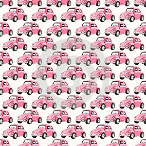 Cartoon car pattern on white background.