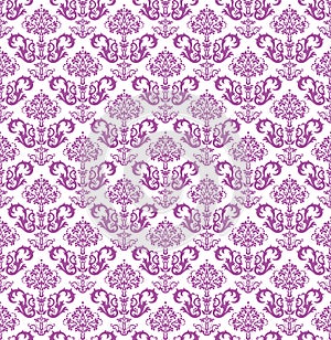 Seamless pink floral wallpaper on white