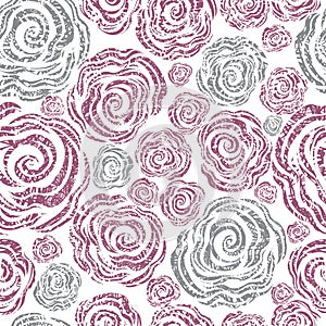 Seamless pink grunge rose pattern