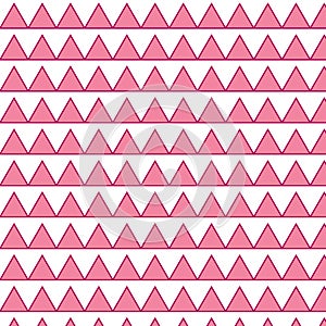 Seamless pink triangle pattern isolated on white background. Simple design