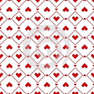 Seamless pixel hearts pattern