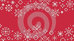 Seamless Pixel Snowflake Pattern on Purple Pink Gradient Vector Background