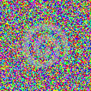 Seamless pixelated tv noise texture. Color television signal noise grain. Screen interferences and glitches. Grunge photo