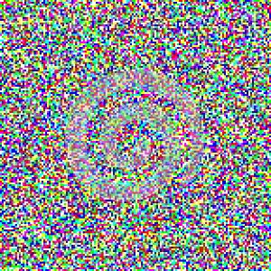 Seamless pixelated tv noise texture. Color television signal noise grain. Screen interferences and glitches. Grunge photo