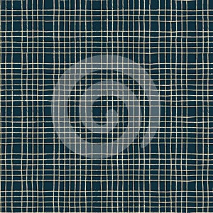 Seamless plaid pattern with hand drawn golg grid on dark background in Art Deco style photo